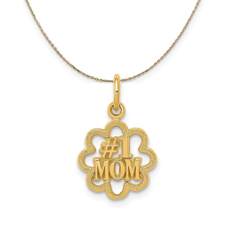 14k Yellow Gold #1 Mom (11mm) Necklace - 18 Inch